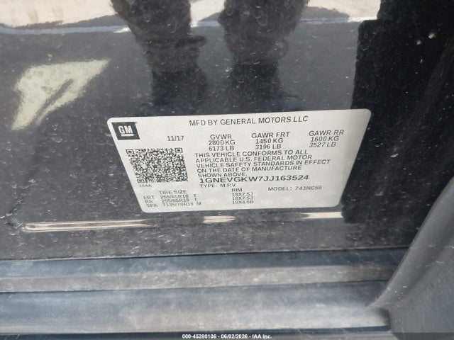 Chevrolet Traverse 1lt 2018 1GNEVGKW7JJ163524 Image 9