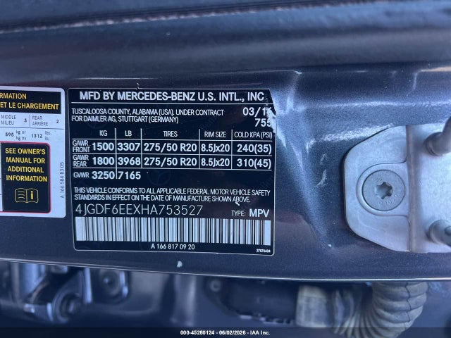 Продажа на аукционе авто 2017 Mercedes-benz Gls 450 4matic, vin: 4JGDF6EEXHA753527, номер лота: 45280124