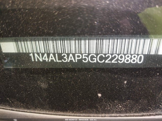 2016 Nissan Altima 2.5/2.5 S/2.5 Sl/2.5 Sr/2.5 Sv მანქანა იყიდება აუქციონზე, vin: 1N4AL3AP5GC229880, აუქციონის ნომერი: 45280133