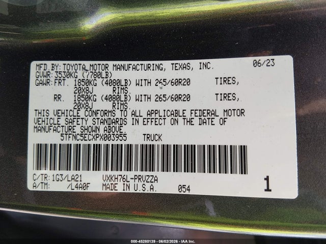 5TFNC5ECXPX003955 Toyota Tundra Hybrid Platinum
