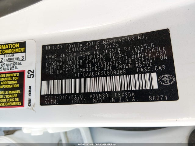 Toyota CAMRY SE 2025 4T1DAACK6SU609389 Image 9