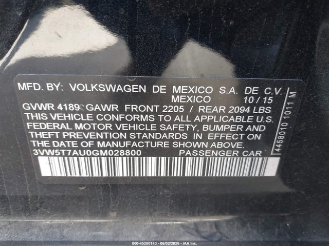 3VW5T7AU0GM028800 Volkswagen Golf Gti Se 4-door
