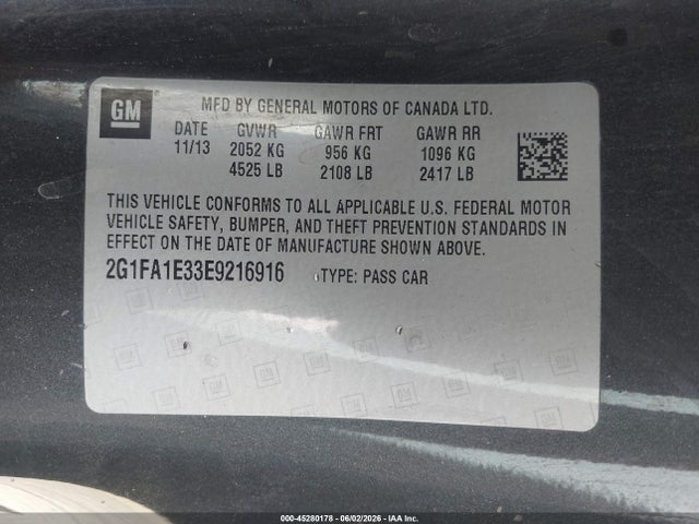 Aukcja sprzedaży 2014 Chevrolet Camaro 2ls, vin: 2G1FA1E33E9216916, numer aukcji: 45280178