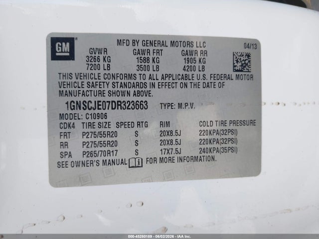 Aukcja sprzedaży 2013 Chevrolet Suburban 1500 Lt, vin: 1GNSCJE07DR323663, numer aukcji: 45280189