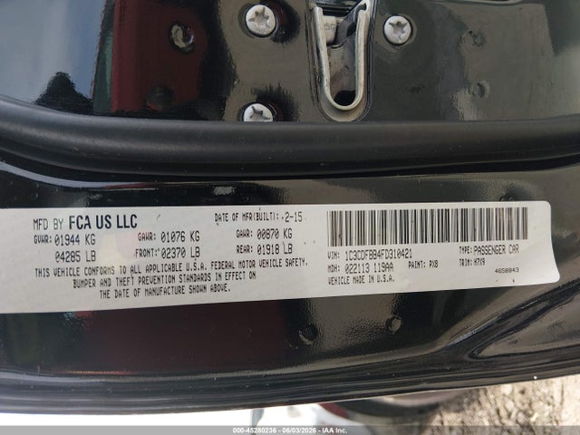 45280236 :رقم المزاد ، 1C3CDFBB4FD310421 vin ، 2015 Dodge Dart Sxt مزاد بيع