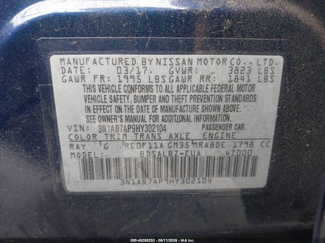Nissan SENTRA S 2017 3N1AB7AP9HY302104 Image 9