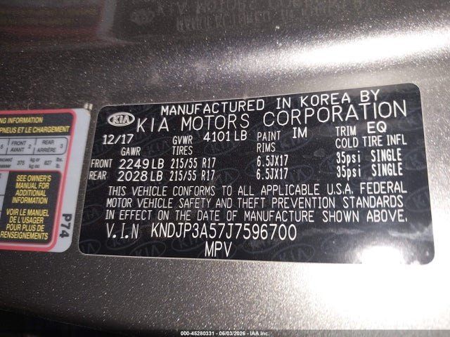 KIA SOUL + 2018 KNDJP3A57J7596700 Image 9