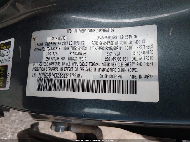 Aukcja sprzedaży 2010 Mazda Cx-9 Sport, vin: JM3TB2MA1A0232203, numer aukcji: 45280392