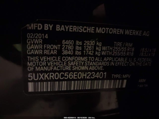 45280414 :رقم المزاد ، 5UXKR0C56E0H23401 vin ، 2014 Bmw X5 Xdrive35i مزاد بيع