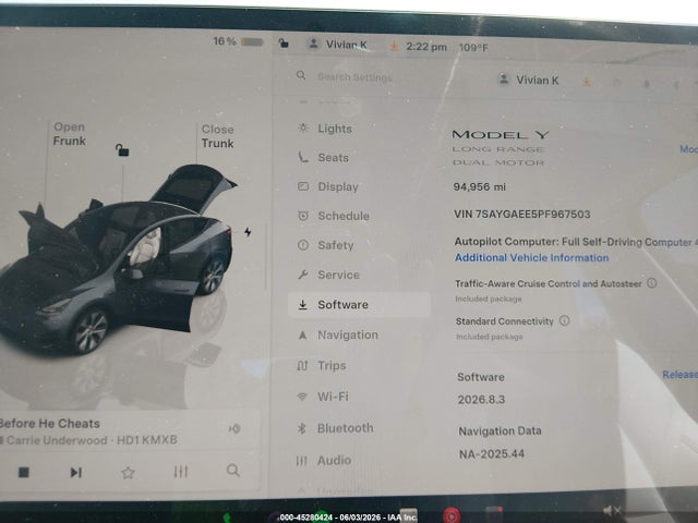2023 Tesla Model Y Awd/long Range Dual Motor All-wheel Drive მანქანა იყიდება აუქციონზე, vin: 7SAYGAEE5PF967503, აუქციონის ნომერი: 45280424