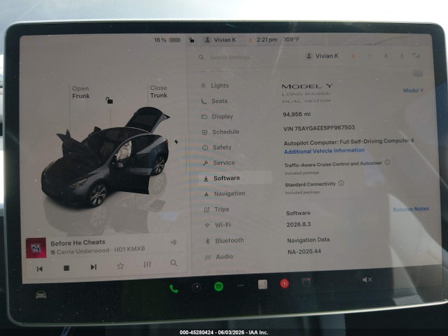 2023 Tesla Model Y Awd/long Range Dual Motor All-wheel Drive მანქანა იყიდება აუქციონზე, vin: 7SAYGAEE5PF967503, აუქციონის ნომერი: 45280424