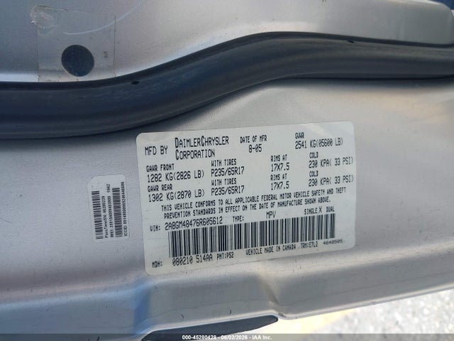 Aukcja sprzedaży 2006 Chrysler Pacifica, vin: 2A8GM48476R605612, numer aukcji: 45280428