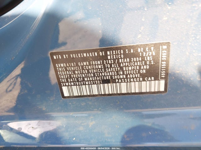 45280459 :رقم المزاد ، 3VWBW7BUXTM031321 vin ، 2026 Volkswagen Jetta Sport مزاد بيع