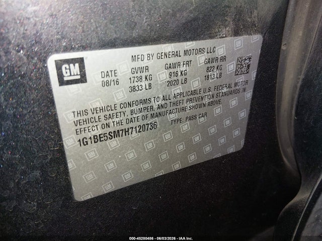 Chevrolet Cruze Lt Auto 2017 1G1BE5SM7H7120736 Image 9