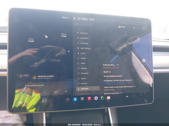 45280500 :رقم المزاد ، 5YJYGDEF8LF038438 vin ، 2020 Tesla Model Y مزاد بيع