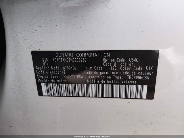 Subaru Outback Limited 2022 4S4BTANC7N3230757 Image 9