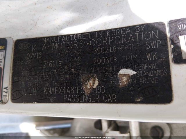 Aukcja sprzedaży 2014 Kia Forte Ex, vin: KNAFX4A81E5114193, numer aukcji: 45280549
