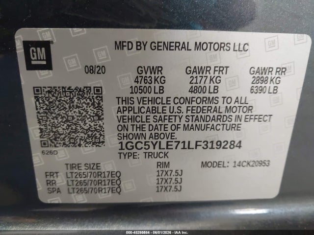 Chevrolet Silverado 2500hd 4wd Long Bed Wt 2020 1GC5YLE71LF319284 Image 9
