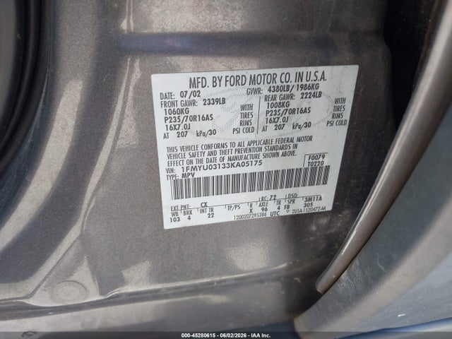Aukcja sprzedaży 2003 Ford Escape Xlt, vin: 1FMYU03133KA05175, numer aukcji: 45280615