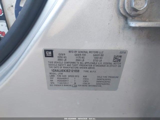 Chevrolet EQUINOX LS 2014 1GNALAEK3EZ121658 Image 9
