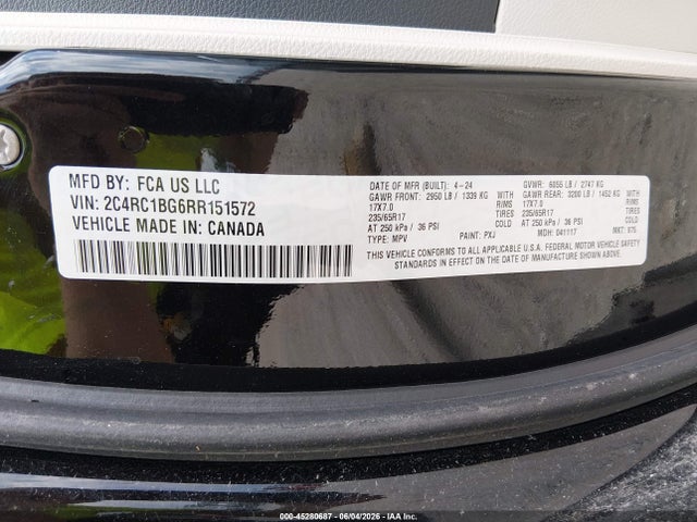 45280687 :رقم المزاد ، 2C4RC1BG6RR151572 vin ، 2024 Chrysler Pacifica Touring L مزاد بيع