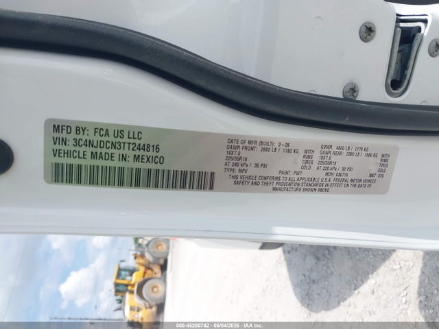 45280742 :رقم المزاد ، 3C4NJDCN3TT244816 vin ، 2026 Jeep Compass Limited مزاد بيع