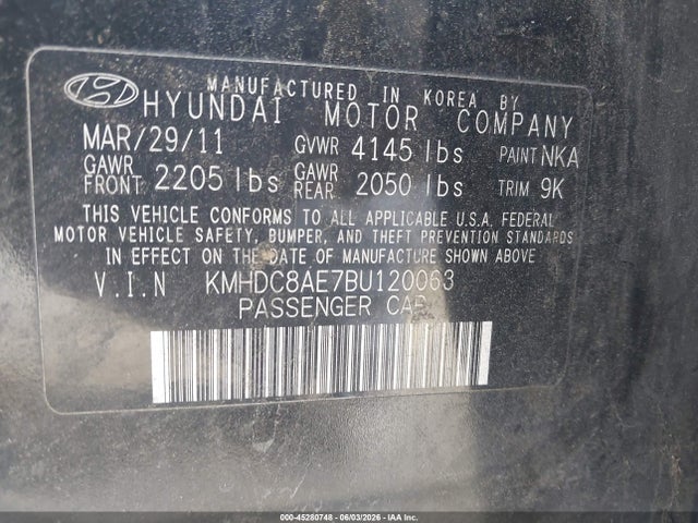 Aukcja sprzedaży 2011 Hyundai Elantra Touring Se, vin: KMHDC8AE7BU120063, numer aukcji: 45280748