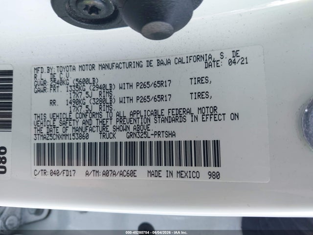 3TMAZ5CNXMM153860 Toyota Tacoma Trd Sport
