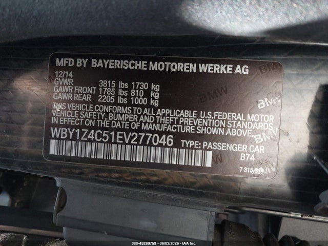 45280759 :رقم المزاد ، WBY1Z4C51EV277046 vin ، 2014 Bmw I3 Base W/range Extender مزاد بيع