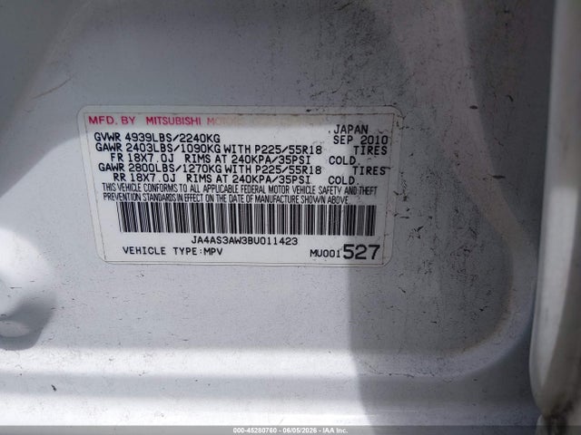 Продажа на аукционе авто 2011 Mitsubishi Outlander Se, vin: JA4AS3AW3BU011423, номер лота: 45280760