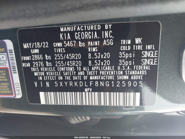 5XYRKDLF8NG125905 KIA Sorento X-line Sx Prestige