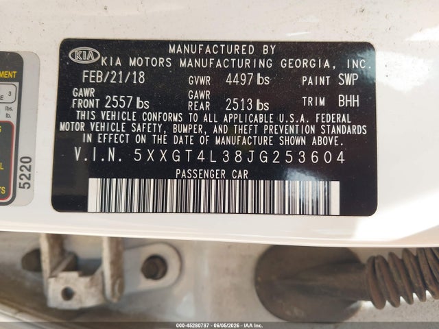 KIA Optima Lx 2018 5XXGT4L38JG253604 Image 9