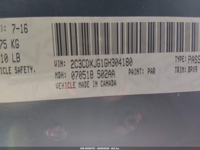Dodge Charger Sxt 2016 2C3CDXJG1GH304180 Image 9