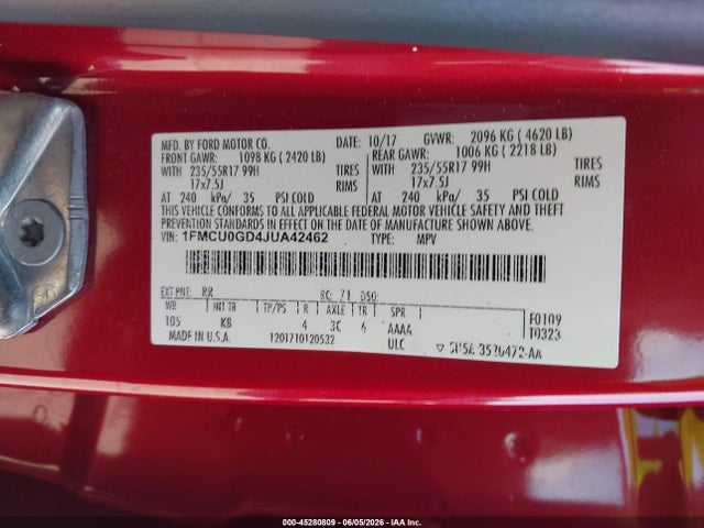 Ford ESCAPE SE 2018 1FMCU0GD4JUA42462 Image 9