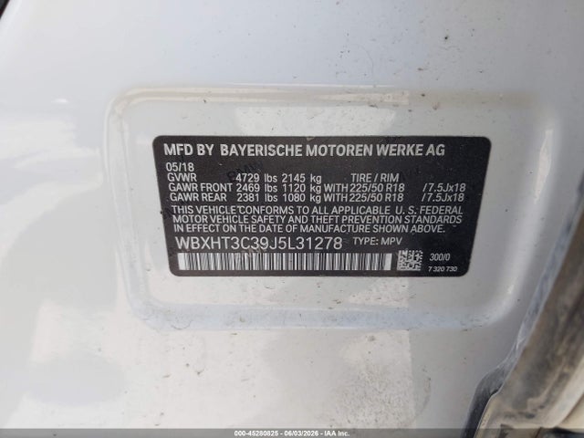Aukcja sprzedaży 2018 Bmw X1 Xdrive28i, vin: WBXHT3C39J5L31278, numer aukcji: 45280825