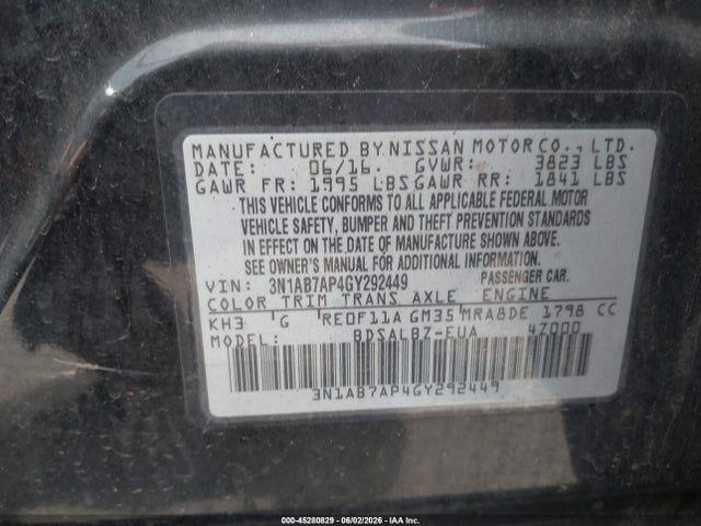 3N1AB7AP4GY292449 Nissan SENTRA S