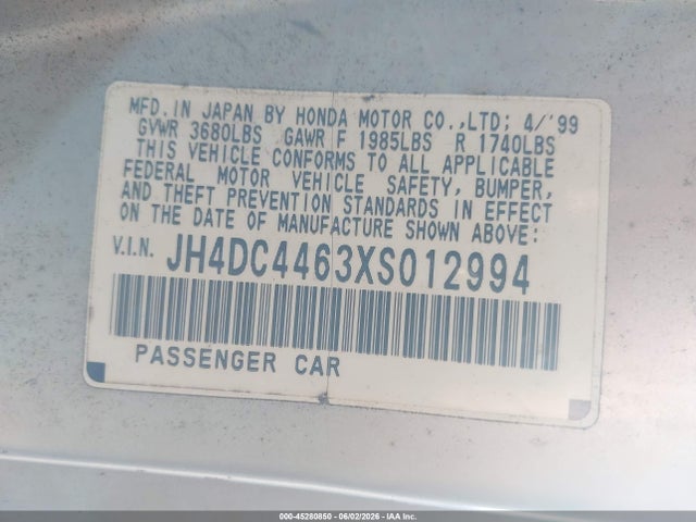 Продажа на аукционе авто 1999 Acura Integra Gs, vin: JH4DC4463XS012994, номер лота: 45280850