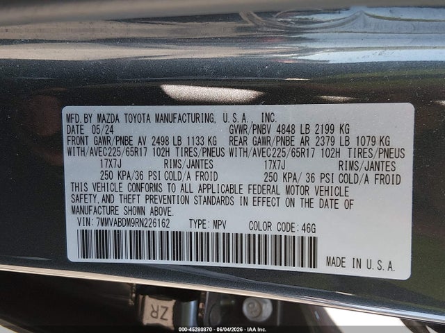 2024 Mazda Cx-50 2.5 S Premium მანქანა იყიდება აუქციონზე, vin: 7MMVABDM9RN226162, აუქციონის ნომერი: 45280870