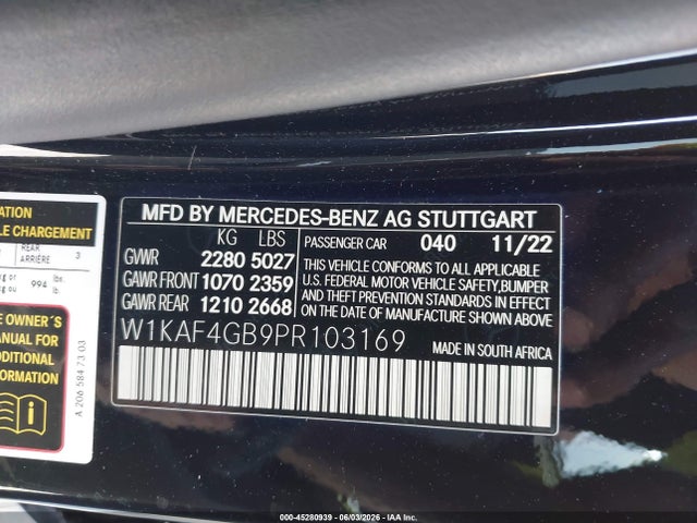 W1KAF4GB9PR103169 Mercedes-Benz C 300 Sedan