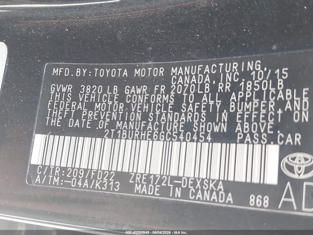 Toyota Corolla S Plus 2016 2T1BURHE6GC540454 Image 9