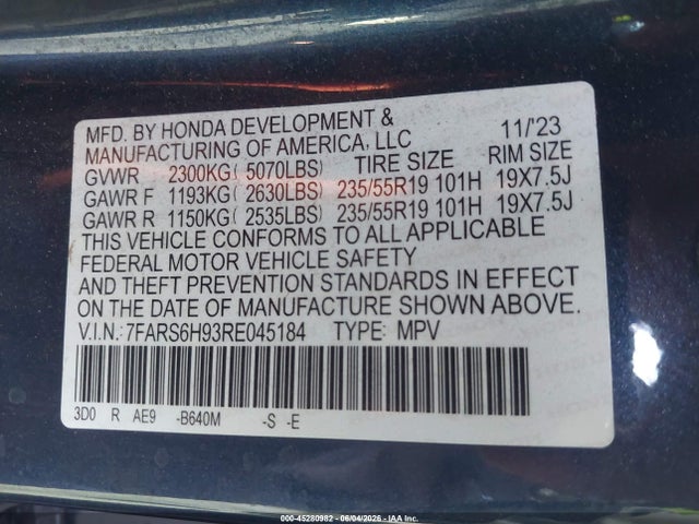 7FARS6H93RE045184 Honda Cr-v Hybrid Sport Touring