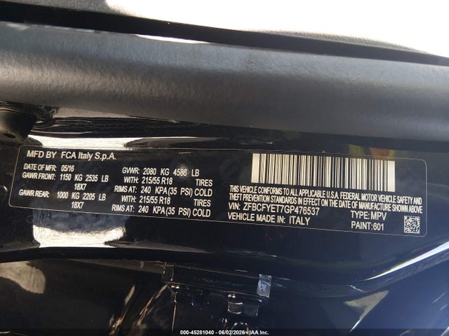Fiat 500X 2016 ZFBCFYET7GP476537 Image 9