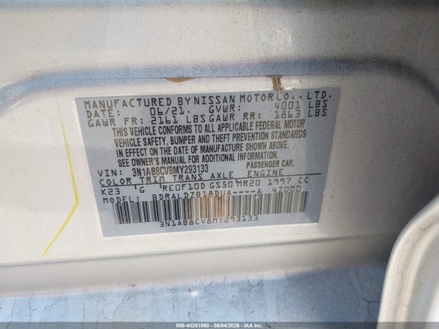 3N1AB8CV8MY293133 Nissan Sentra Sv Xtronic Cvt
