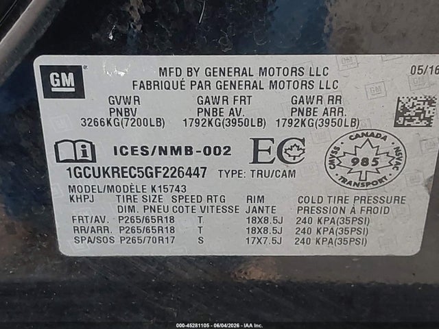 Chevrolet Silverado 1500 1lt 2016 1GCUKREC5GF226447 Image 9