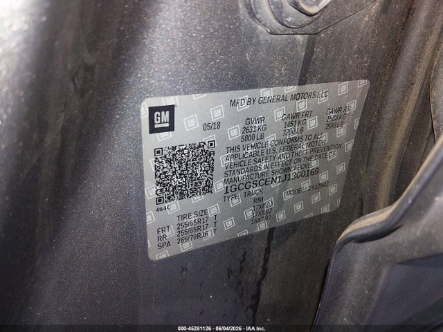 1GCGSCEN1J1300169 Chevrolet Colorado Lt