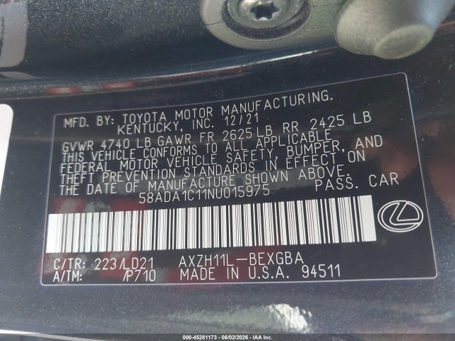 Lexus ES 300H 2022 58ADA1C11NU015975 Image 9