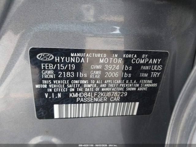 Hyundai Elantra Value Edition 2019 KMHD84LF2KU878229 Image 9