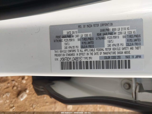 45281211 :رقم المزاد ، JM3KFBCM1J0466157 vin ، 2018 Mazda Cx-5 Touring مزاد بيع