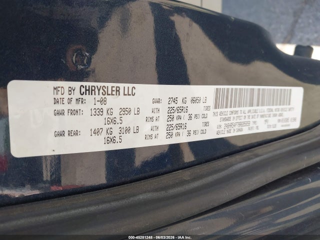 Продаж на аукціоні авто 2008 Chrysler Town & Country Touring, vin: 2A8HR54P78R695858, номер лоту: 45281248