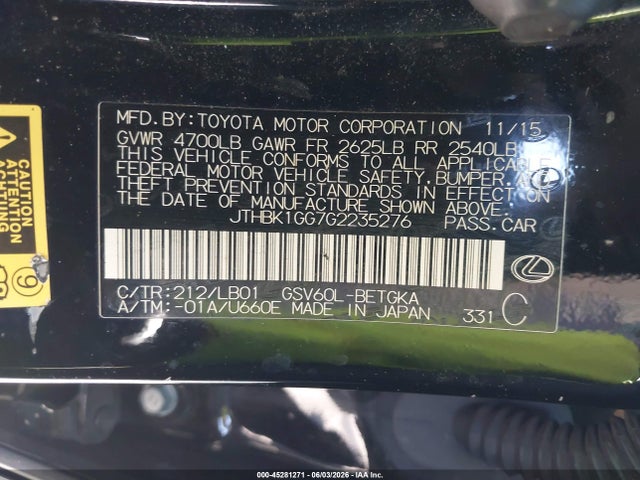 Lexus ES 350 2016 JTHBK1GG7G2235276 Image 9